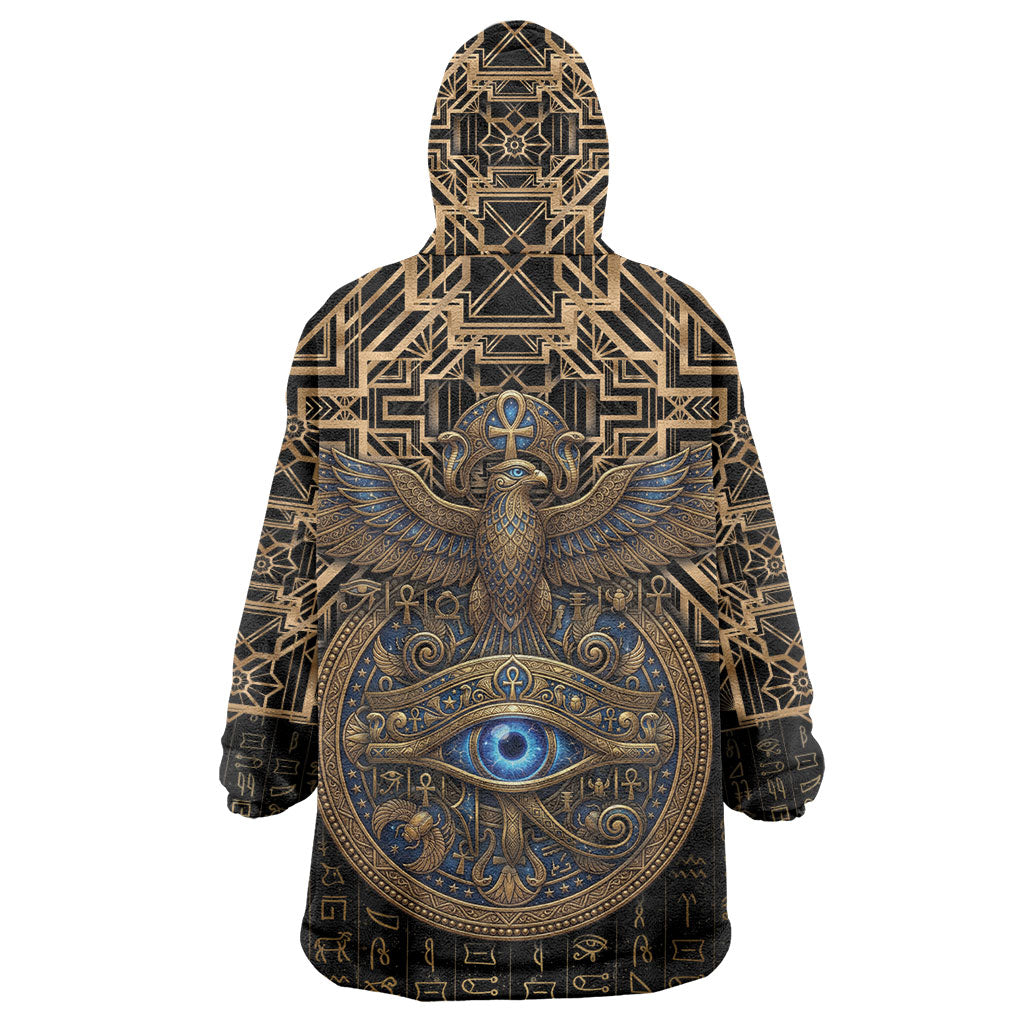 Egypt Eye of Horus Wearable Blanket Hoodie Hieroglyphics Patterns Retro Style