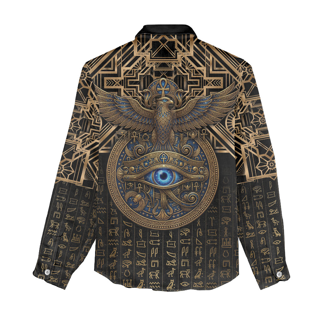 Egypt Eye of Horus Women Casual Shirt Hieroglyphics Patterns Retro Style