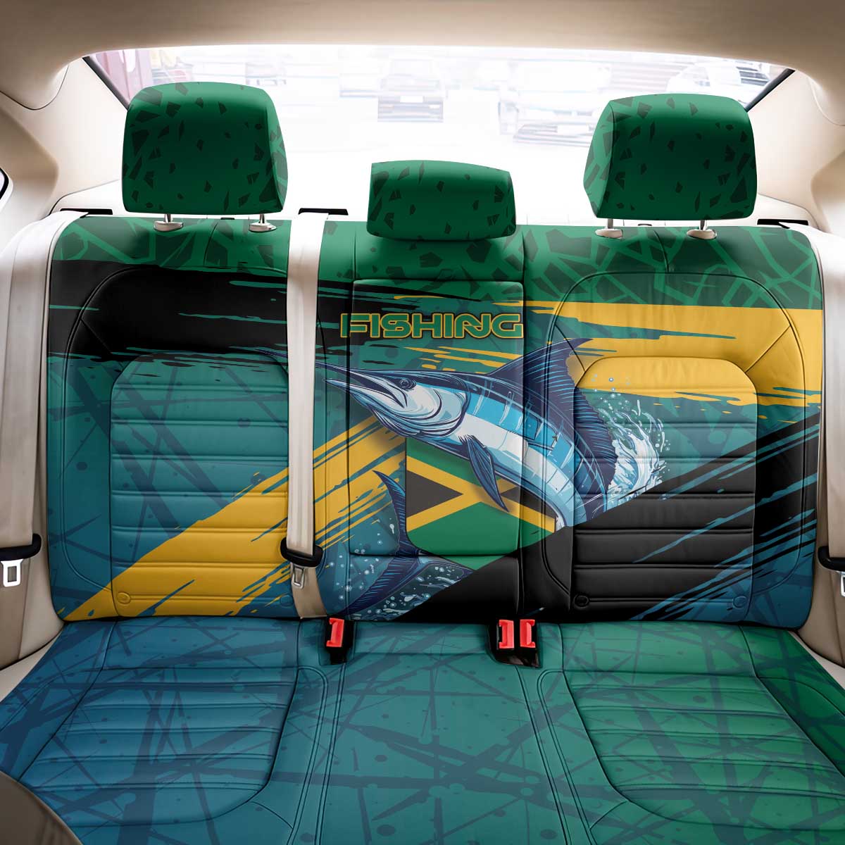 Afro-Jamaicans Fishing Back Car Seat Cover Blue Marlin Fish