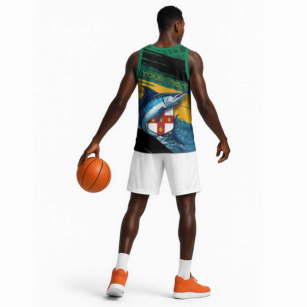 Personalized Afro-Jamaicans Fishing Basketball Jersey Blue Marlin Fish