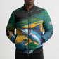 Personalized Afro-Jamaicans Fishing Bomber Puffer Jacket Blue Marlin Fish