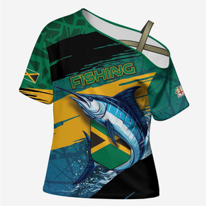 Personalized Afro-Jamaicans Fishing Cross Shoulder Shirt Blue Marlin Fish