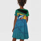 Personalized Afro-Jamaicans Fishing Kid Short Sleeve Dress Blue Marlin Fish