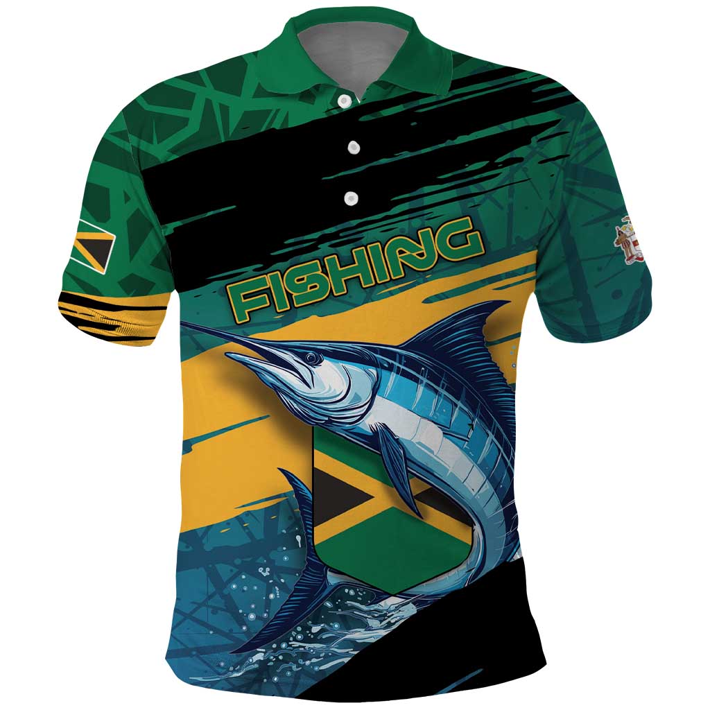 Personalized Afro-Jamaicans Fishing Polo Shirt Blue Marlin Fish