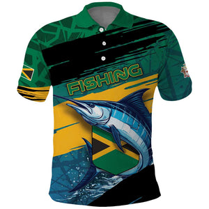Personalized Afro-Jamaicans Fishing Polo Shirt Blue Marlin Fish