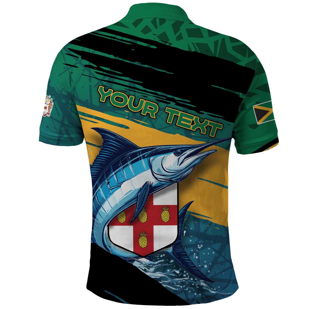 Personalized Afro-Jamaicans Fishing Polo Shirt Blue Marlin Fish