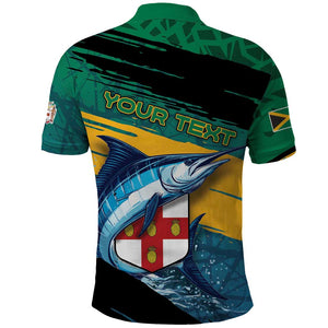 Personalized Afro-Jamaicans Fishing Polo Shirt Blue Marlin Fish