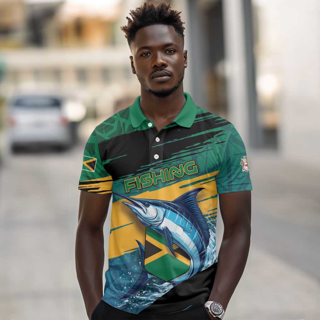 Personalized Afro-Jamaicans Fishing Polo Shirt Blue Marlin Fish