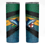 Personalized Afro-Jamaicans Fishing Skinny Tumbler Blue Marlin Fish