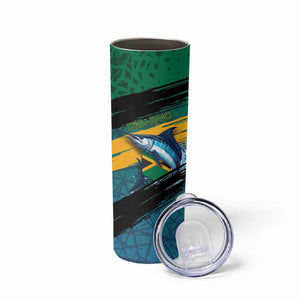Personalized Afro-Jamaicans Fishing Skinny Tumbler Blue Marlin Fish
