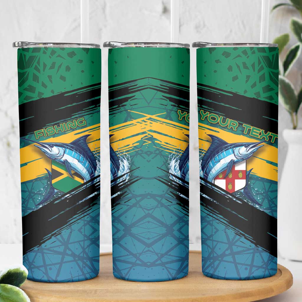 Personalized Afro-Jamaicans Fishing Skinny Tumbler Blue Marlin Fish