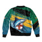 Personalized Afro-Jamaicans Fishing Sleeve Zip Bomber Jacket Blue Marlin Fish