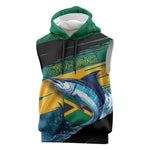 Personalized Afro-Jamaicans Fishing Sleeveless Hoodie Blue Marlin Fish