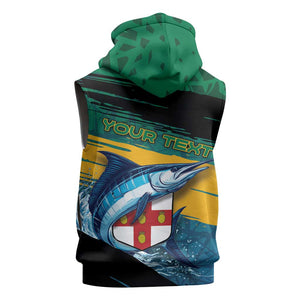Personalized Afro-Jamaicans Fishing Sleeveless Hoodie Blue Marlin Fish
