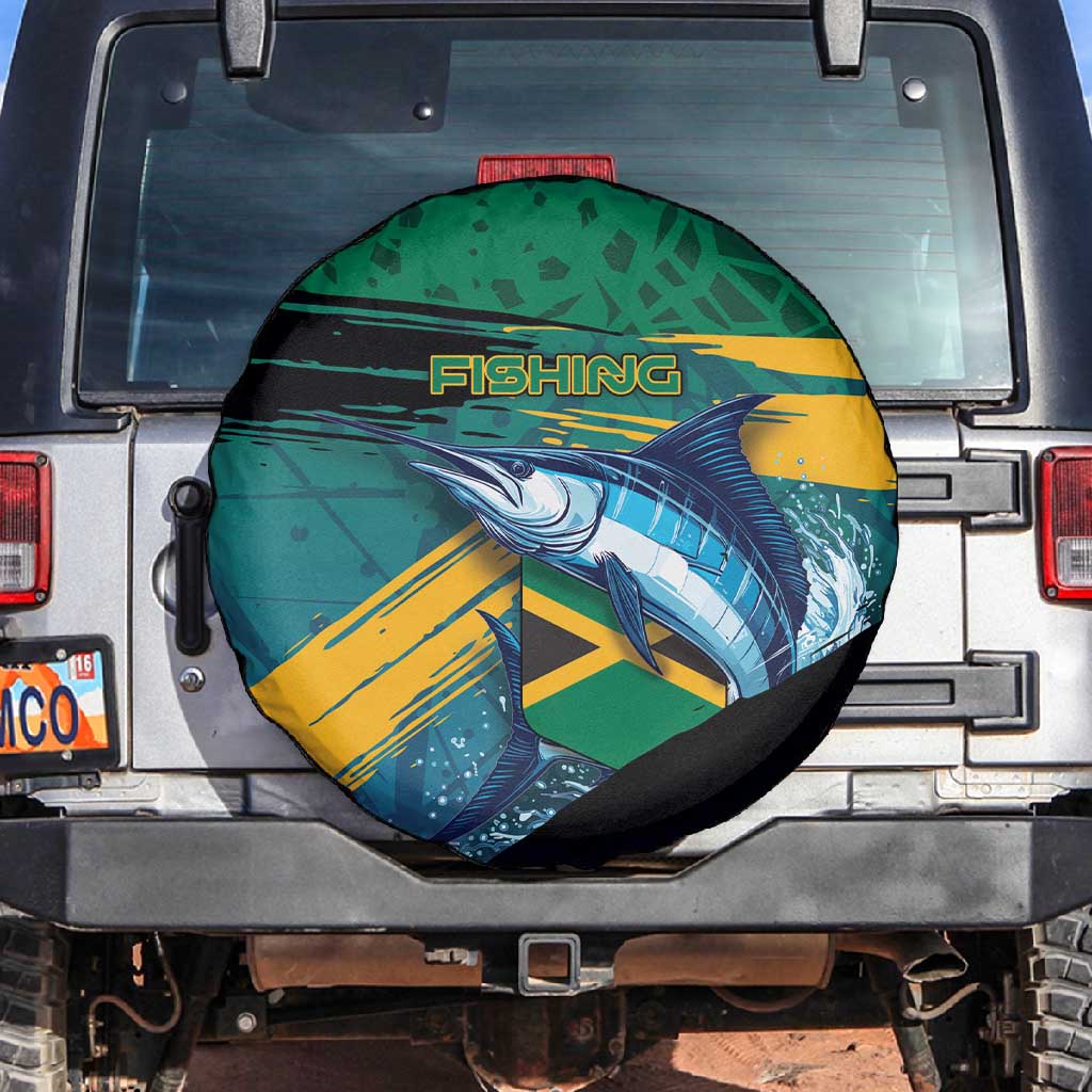 Afro-Jamaicans Fishing Spare Tire Cover Blue Marlin Fish