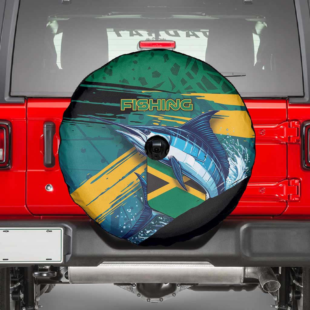 Afro-Jamaicans Fishing Spare Tire Cover Blue Marlin Fish