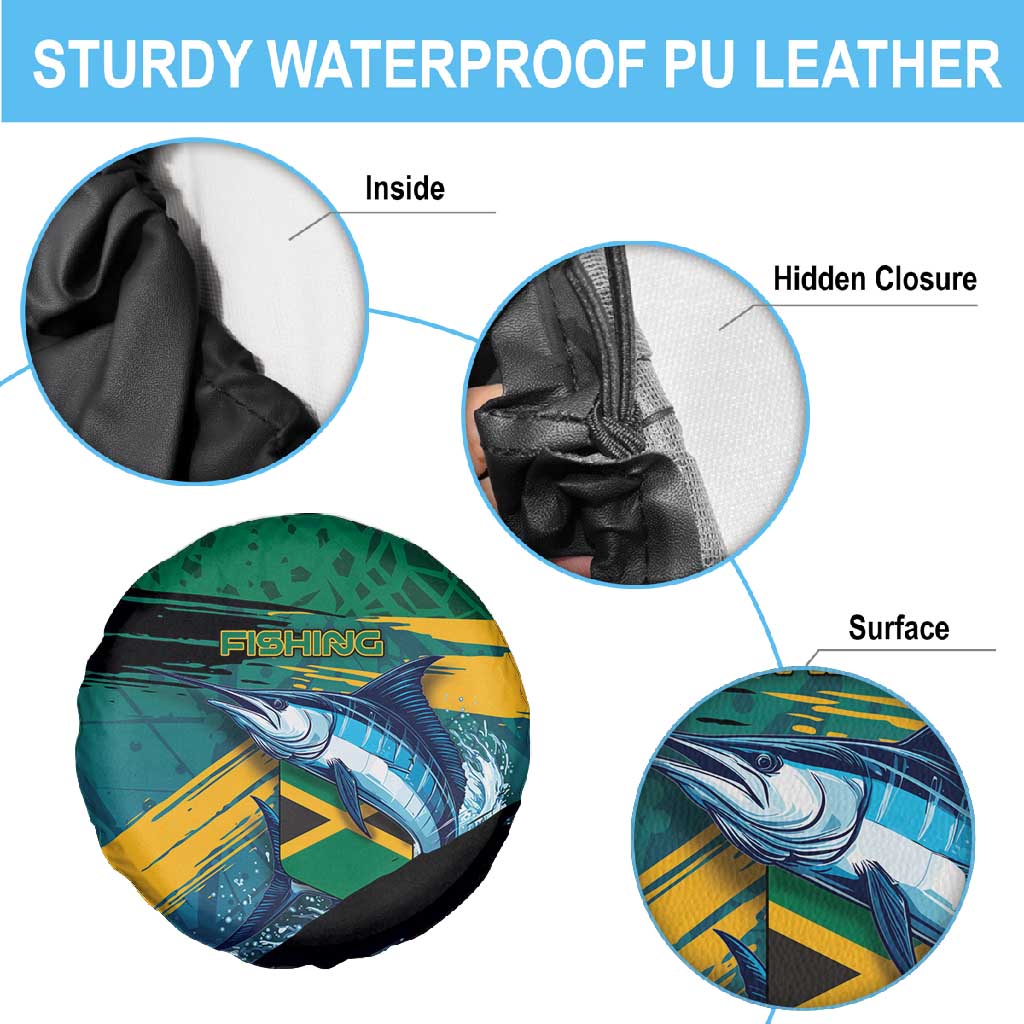 Afro-Jamaicans Fishing Spare Tire Cover Blue Marlin Fish