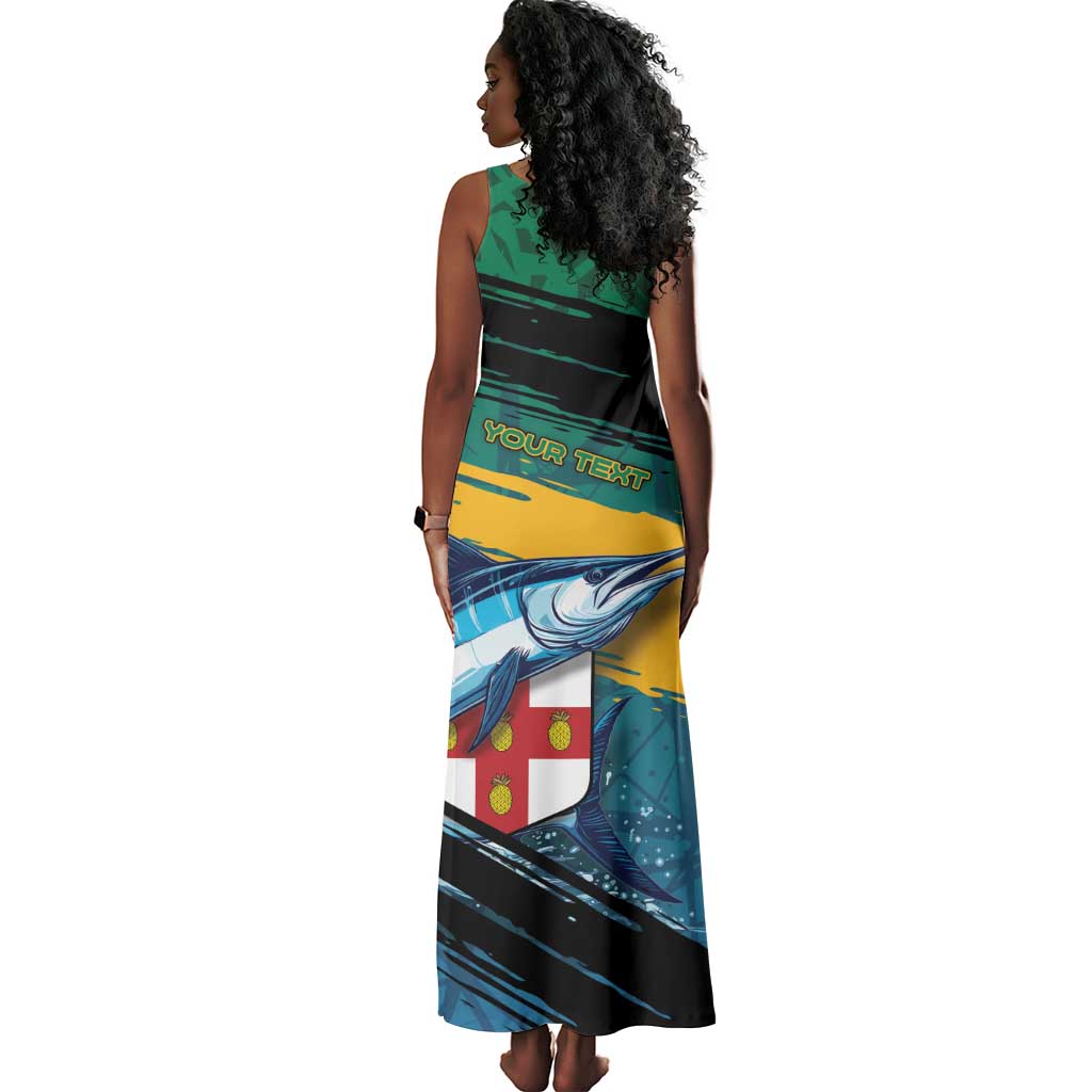 Personalized Afro-Jamaicans Fishing Tank Maxi Dress Blue Marlin Fish