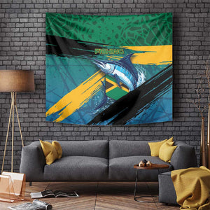 Afro-Jamaicans Fishing Tapestry Blue Marlin Fish