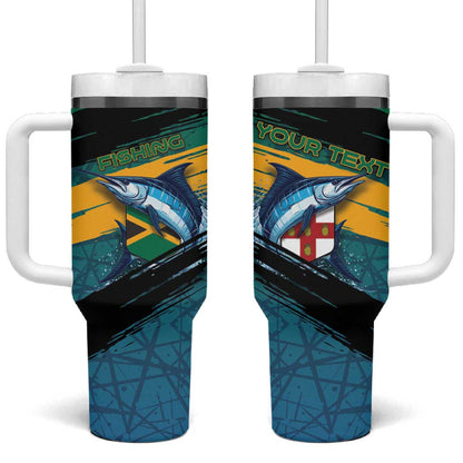 Personalized Afro-Jamaicans Fishing Tumbler With Handle Blue Marlin Fish