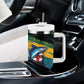 Personalized Afro-Jamaicans Fishing Tumbler With Handle Blue Marlin Fish