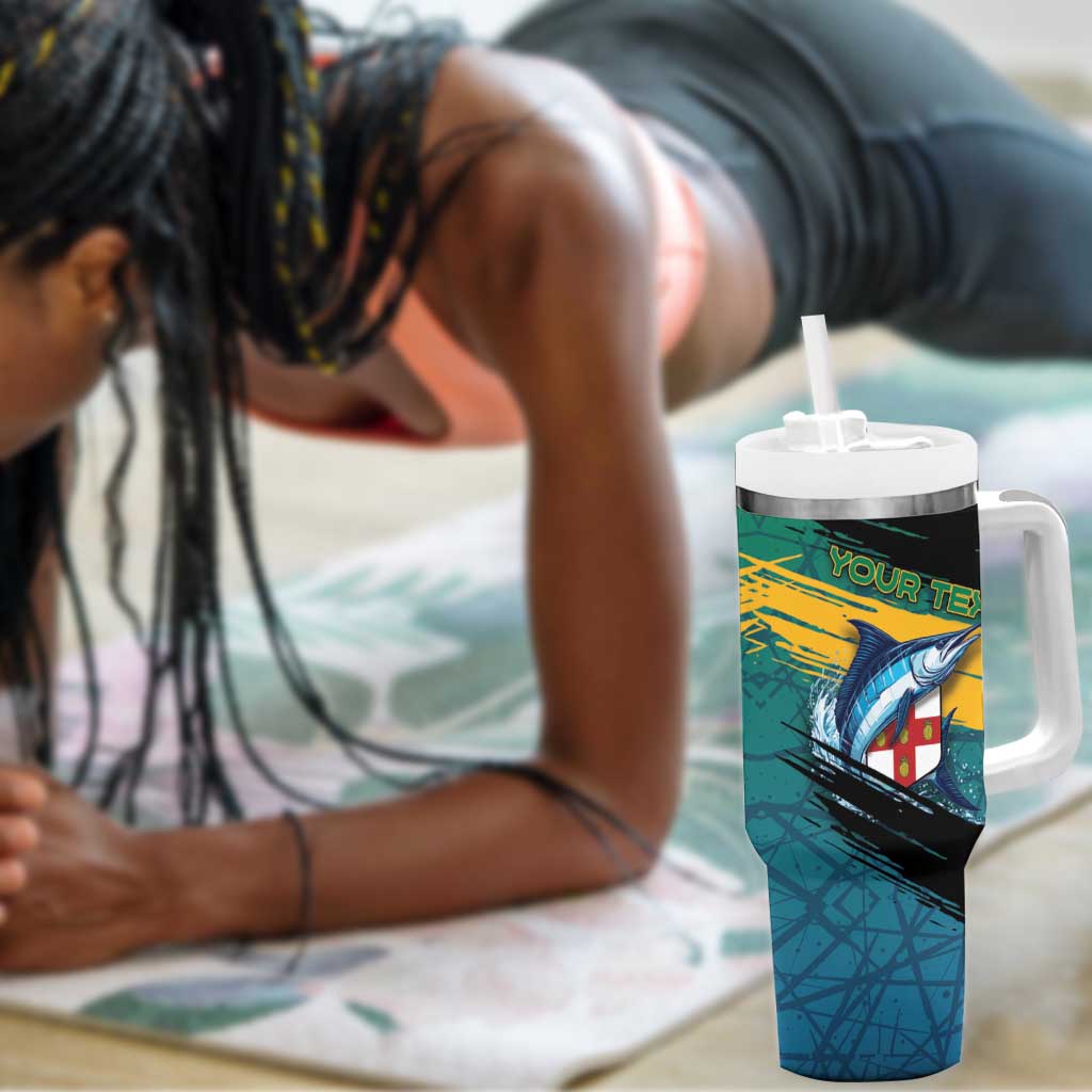 Personalized Afro-Jamaicans Fishing Tumbler With Handle Blue Marlin Fish