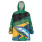 Personalized Afro-Jamaicans Fishing Wearable Blanket Hoodie Blue Marlin Fish