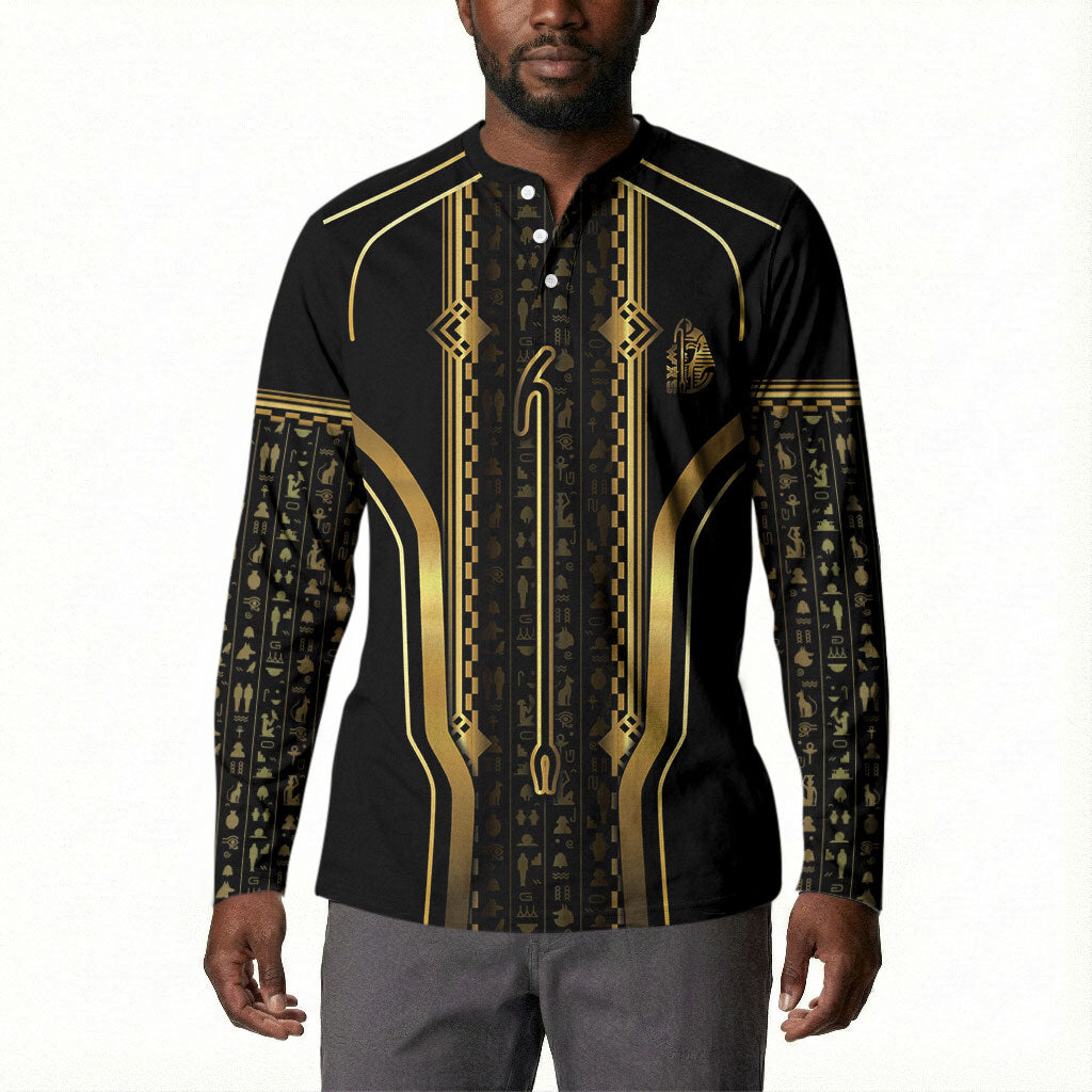 Personalized Egypt Was Sceptre Button Sweatshirt Gold Pharaoh Patterns