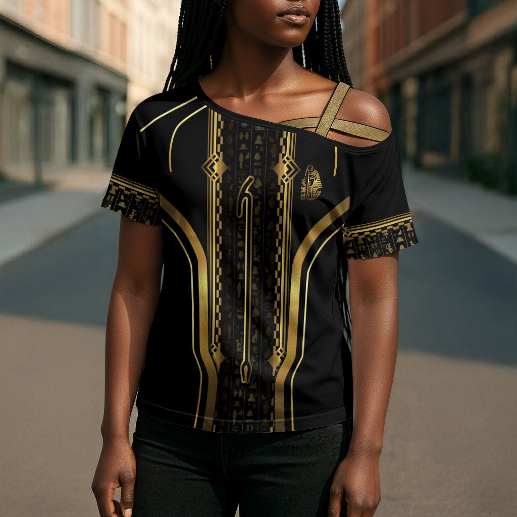 Personalized Egypt Was Sceptre Cross Shoulder Shirt Gold Pharaoh Patterns