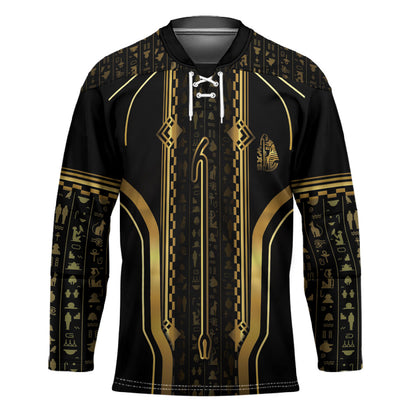 Personalized Egypt Was Sceptre Hockey Jersey Gold Pharaoh Patterns