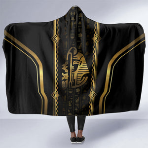 Egypt Was Sceptre Hooded Blanket Gold Pharaoh Patterns