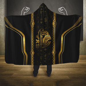 Egypt Was Sceptre Hooded Blanket Gold Pharaoh Patterns