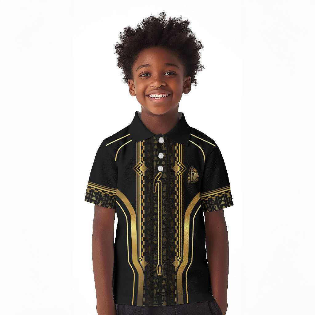 Personalized Egypt Was Sceptre Kid Polo Shirt Gold Pharaoh Patterns