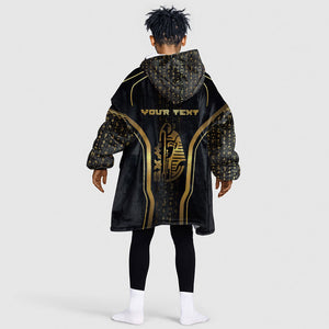 Personalized Egypt Was Sceptre Kid Wearable Blanket Hoodie Gold Pharaoh Patterns