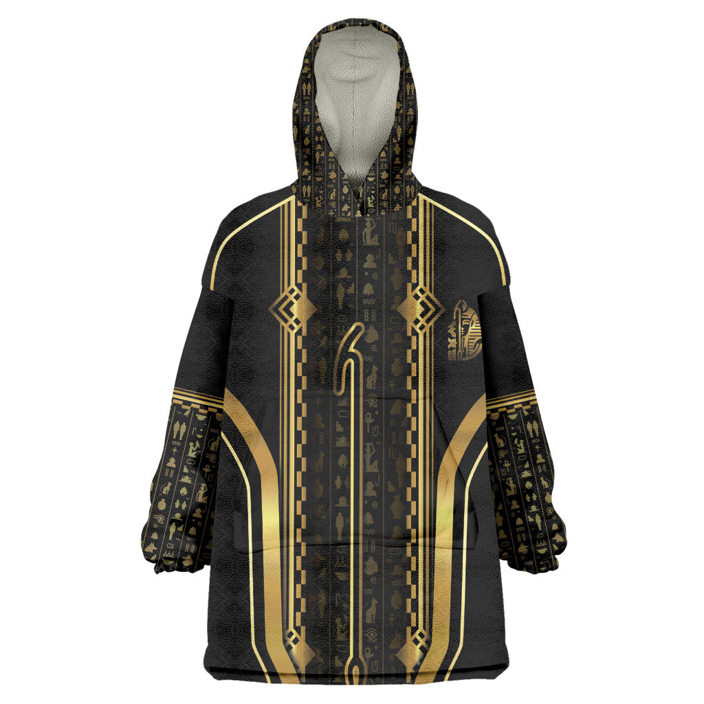 Personalized Egypt Was Sceptre Kid Wearable Blanket Hoodie Gold Pharaoh Patterns
