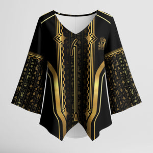 Personalized Egypt Was Sceptre Kimono Sleeve Blouse Gold Pharaoh Patterns