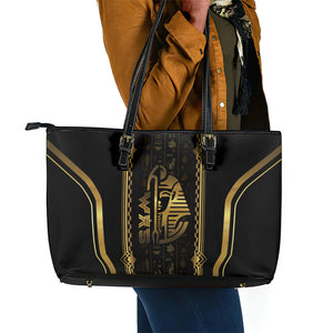 Egypt Was Sceptre Leather Tote Bag Gold Pharaoh Patterns