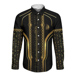 Personalized Egypt Was Sceptre Long Sleeve Button Shirt Gold Pharaoh Patterns