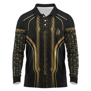 Personalized Egypt Was Sceptre Long Sleeve Polo Shirt Gold Pharaoh Patterns