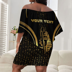 Personalized Egypt Was Sceptre Off Shoulder Short Dress Gold Pharaoh Patterns