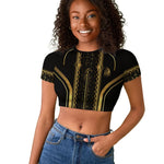 Personalized Egypt Was Sceptre Raglan Cropped T shirt Gold Pharaoh Patterns