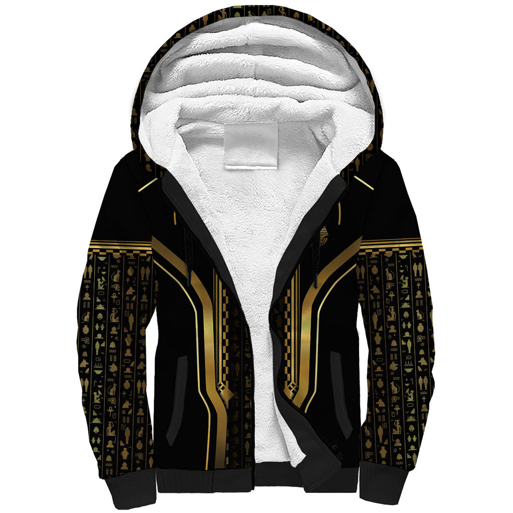 Personalized Egypt Was Sceptre Sherpa Hoodie Gold Pharaoh Patterns