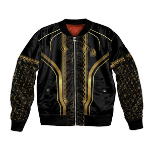 Personalized Egypt Was Sceptre Sleeve Zip Bomber Jacket Gold Pharaoh Patterns