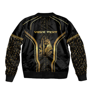 Personalized Egypt Was Sceptre Sleeve Zip Bomber Jacket Gold Pharaoh Patterns