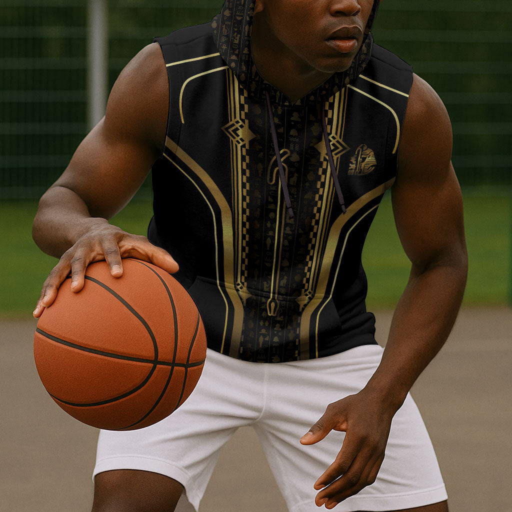Personalized Egypt Was Sceptre Sleeveless Hoodie Gold Pharaoh Patterns