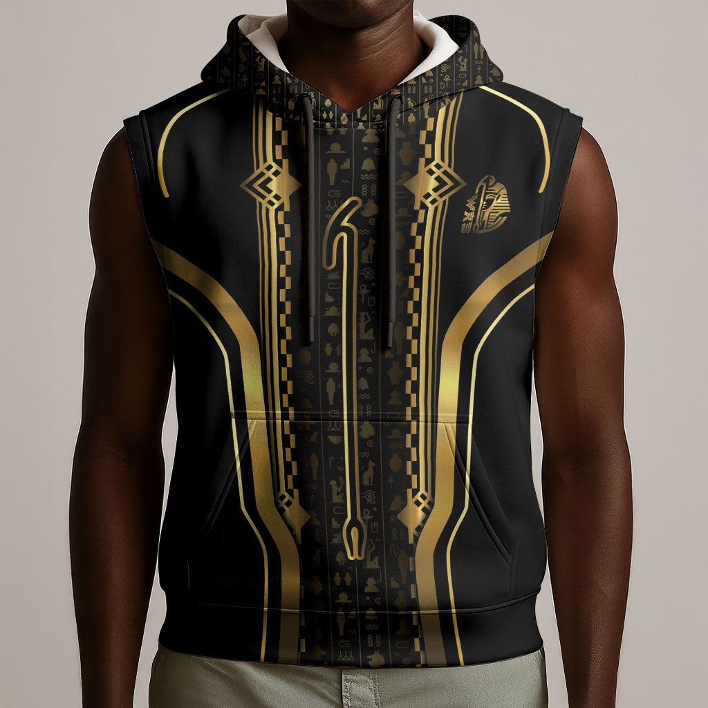 Personalized Egypt Was Sceptre Sleeveless Hoodie Gold Pharaoh Patterns