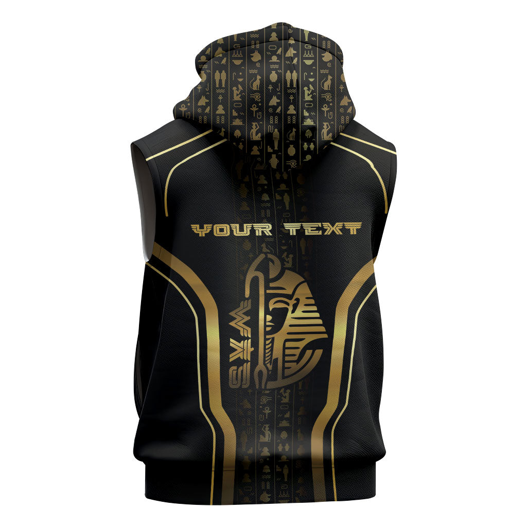 Personalized Egypt Was Sceptre Sleeveless Zip Hoodie Gold Pharaoh Patterns