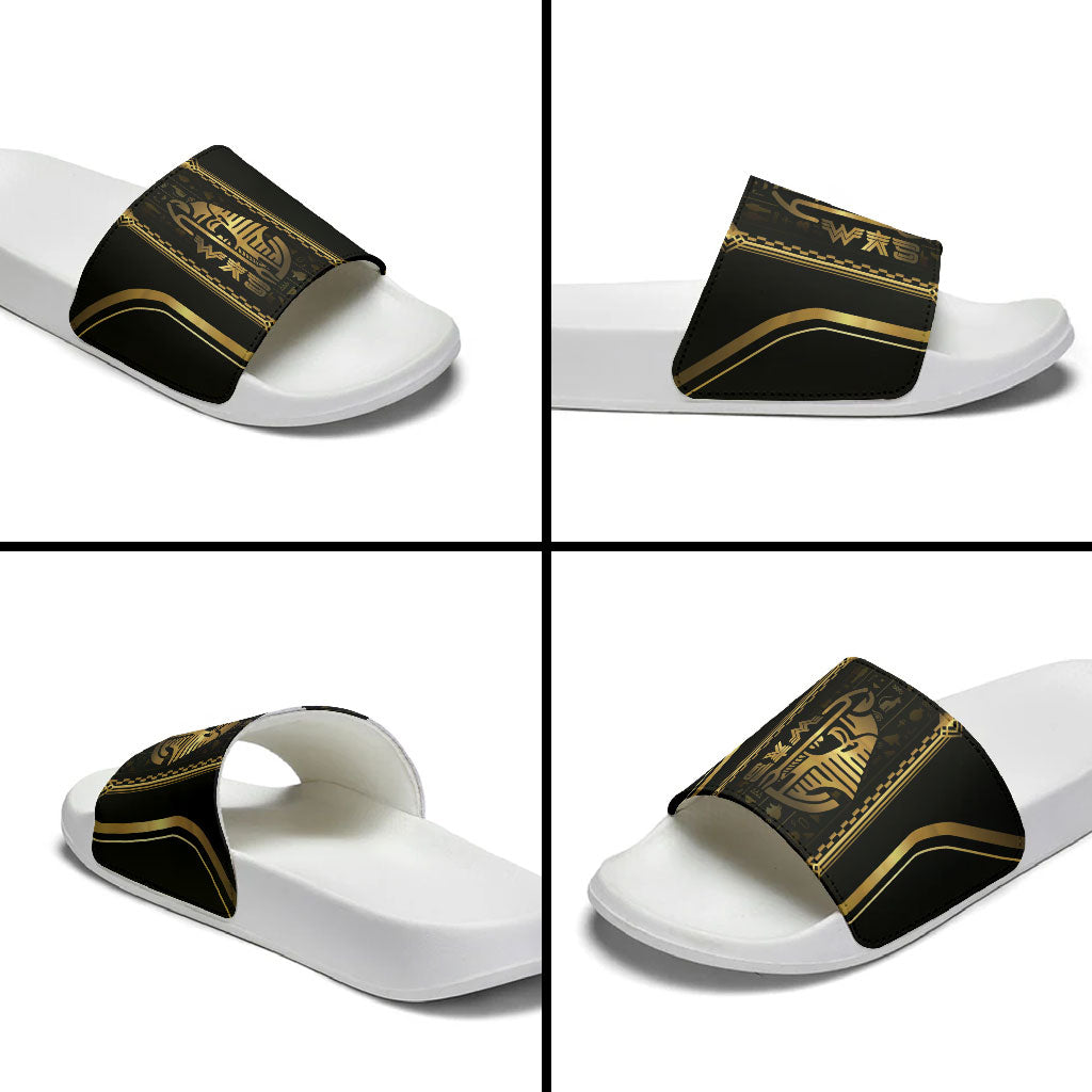 Egypt Was Sceptre Slide Sandals Gold Pharaoh Patterns