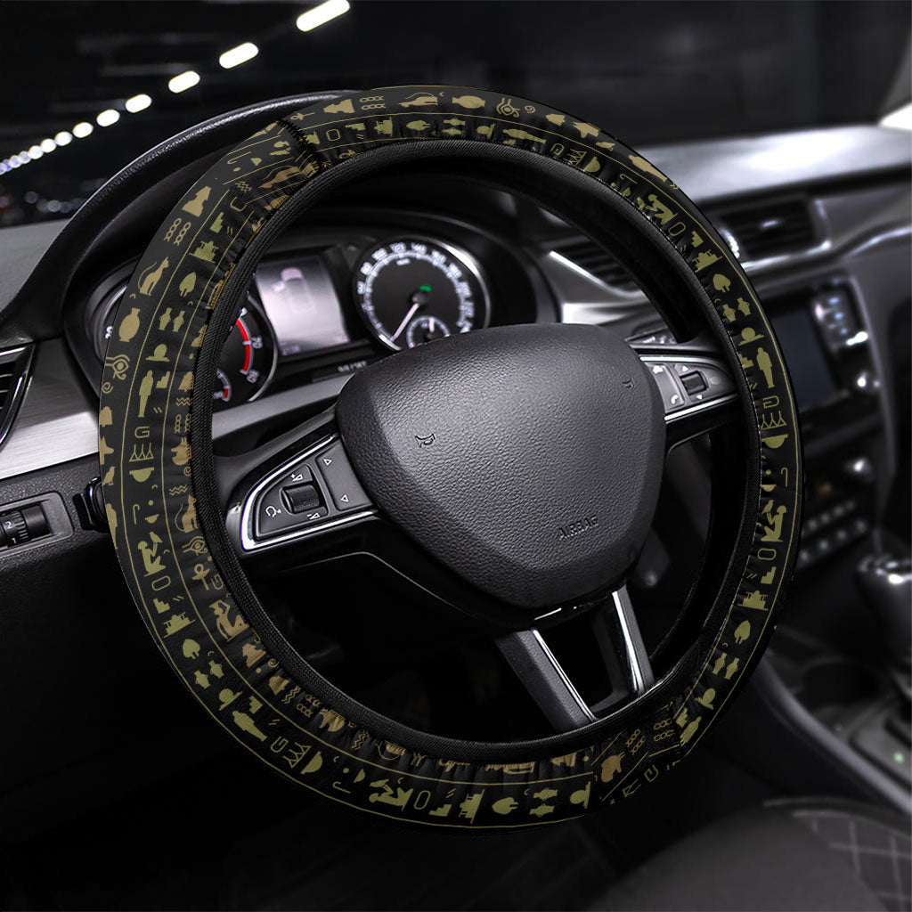 Egypt Was Sceptre Steering Wheel Cover Gold Pharaoh Patterns