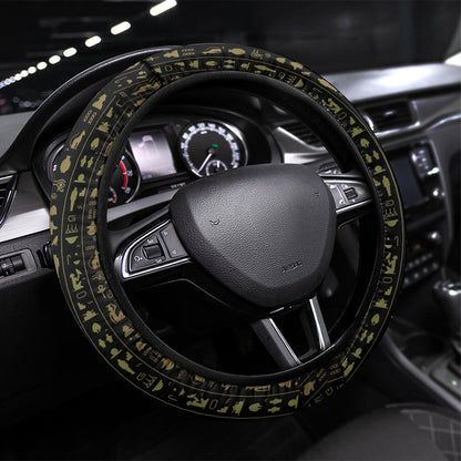 Egypt Was Sceptre Steering Wheel Cover Gold Pharaoh Patterns